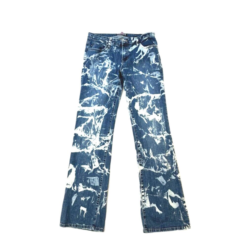 Y2K Bubblegum Acid Wash Jeans | Bleach Splatter Wide Leg Denim XL